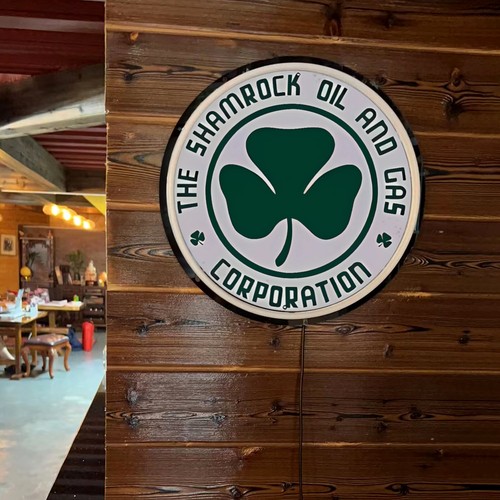 The Shamrock Oil Gas Corporation Neon Sign Vintage Design for Classic Decor K1 - Picture 4 of 7