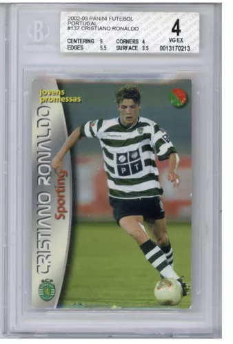 2002-03 PANINI FUTEBOL CRISTIANO RONALDO ROOKIE RC #137 BGS 4 VG-EX