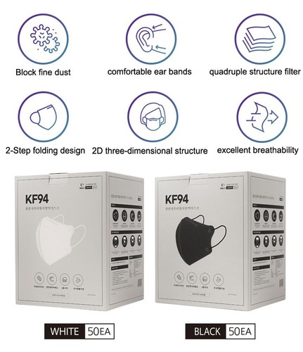 (White x 50 Masks) KF94 Bird-beaked Type Face Safety Mask Individual Packaging - Picture 3 of 8