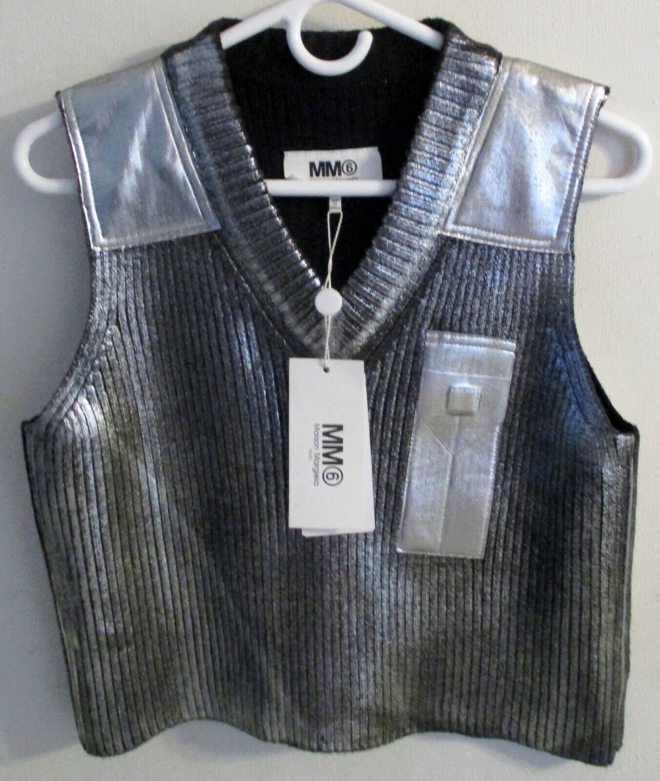 NEW MM6 Maison Margiela Patch Knit Vest in Grey Size Small