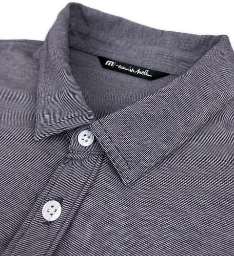 Travis Mathew Polo Shirt Large Mens Short Sleeve Golf Pima Purple Stripe Size Sz - Picture 4 of 8