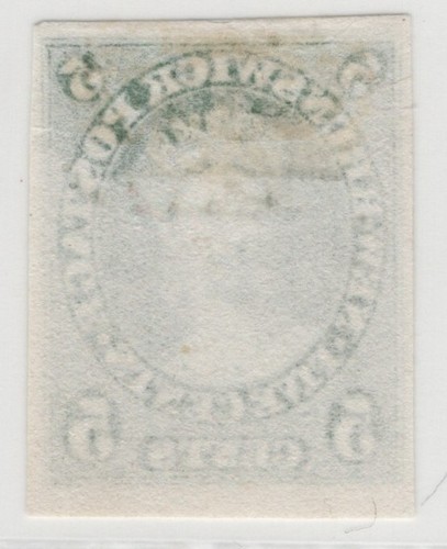1860 New Brunswick #8P 5c Olive Green Queen Victoria Trial Color Proof on India - Picture 2 of 3