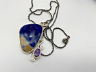 Vintage Pendant Sterling Silver 925 Sodalite and Amethyst 9.22g