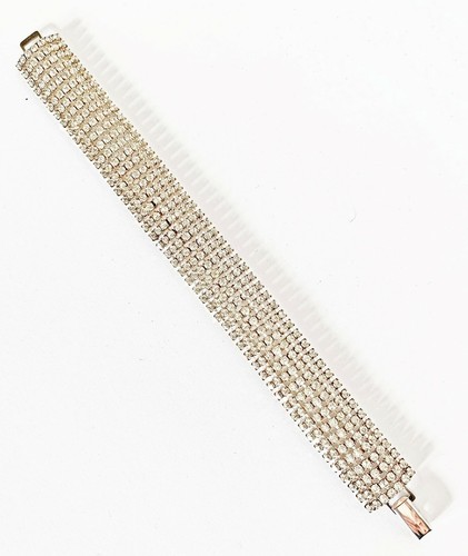 Elegant Clear/White Rhinestone Flexible Bracelet with Fold-over Clasp 7.25" MIB - Imagen 4 de 7