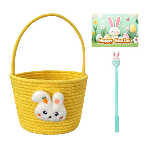 Cesta de Pascua con asa Cesta de almacenamiento de regalo de Pascua Linda cesta de conejito para niños - Imagen 22 de 24