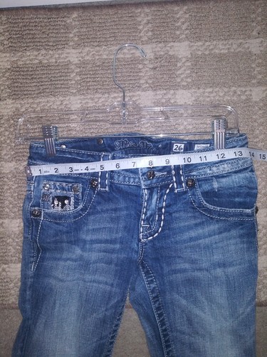 Pantalones de mezclilla Miss Me Capri para mujer talla 26 aspecto desgastado doble botón delantero JE5146P6 - Imagen 16 de 19