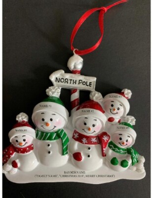 Personalized Christmas Tree Ornament North Pole Snowmen Family of 5 | eBay