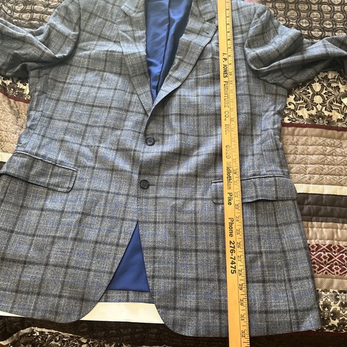 Mens Suit Jacket Sport Coat Blazer Gray Wool John Cooper Gladson New York Bamboo - Picture 17 of 18