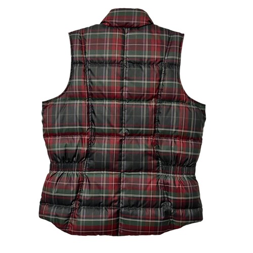 Eddie Bauer Down Tartan Puffer Vest Size S Red Plaid Packable Outdoors - Picture 2 of 7