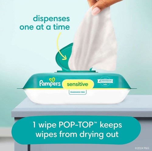 Toallitas Pampers Sensitive para bebé, sin fragancia, 16 paquetes, 896 toallitas - Imagen 8 de 11
