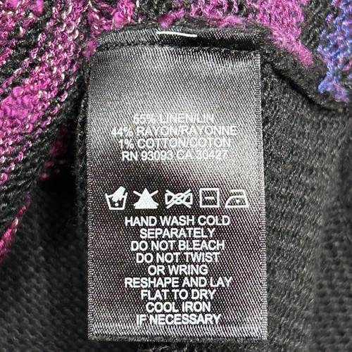 NIC+ZOE Sweater Womens Large Black Linen Blend Artsy Colorful Semi Sheer Tunic - Afbeelding 15 van 16