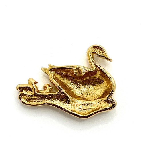 Vintage Avon Precious Love Schwan Tack Pin Rückseite goldfarben - Bild 5 von 6