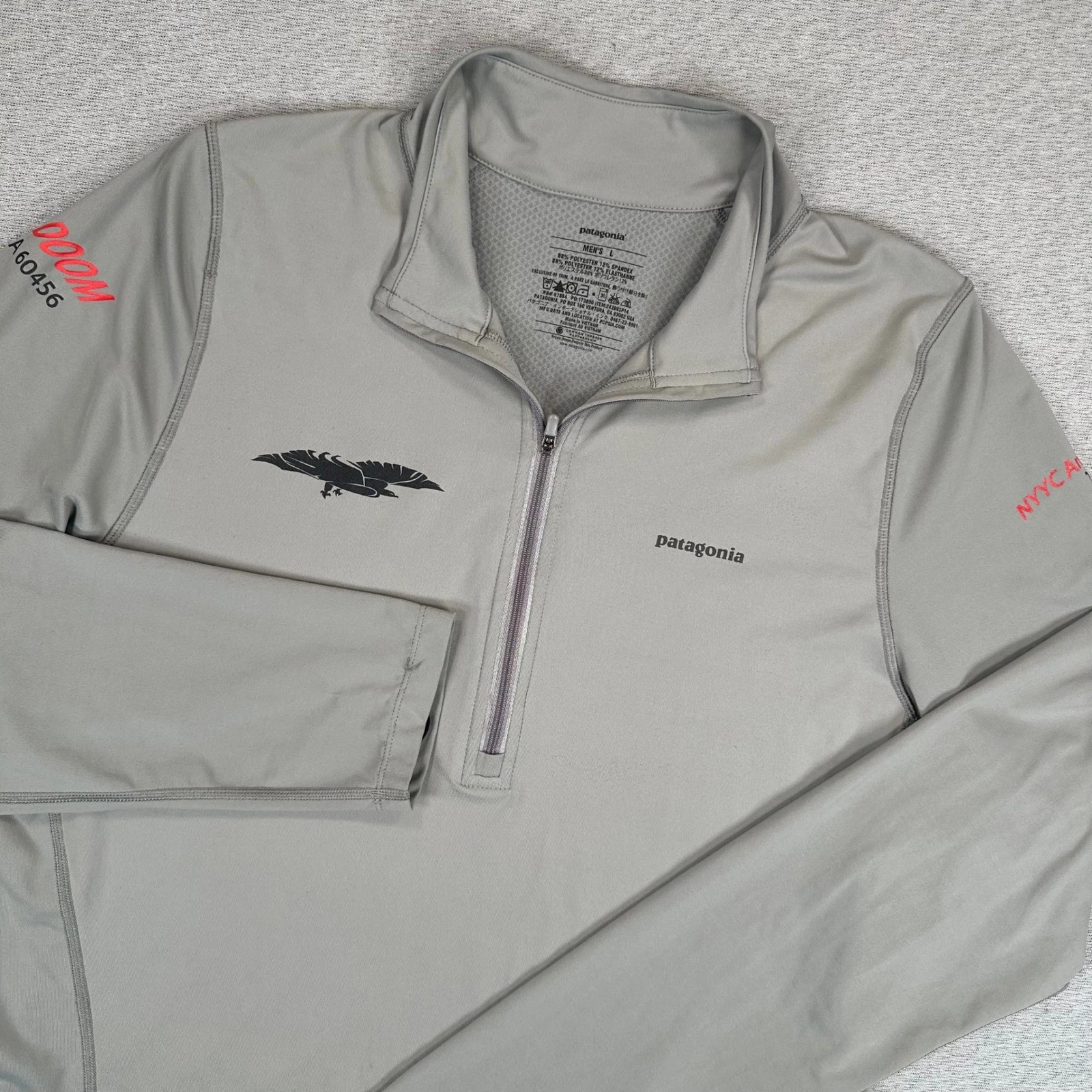 Patagonia 1/4 Zip Performance Pullover Mens Large Gray NYYC Annual Cruise 2014