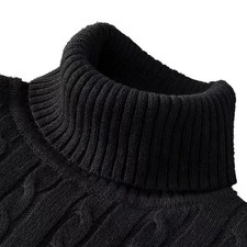Men's Knitted Turtleneck Sweater Solid Color Pullover Autumn Winter Casual Tops