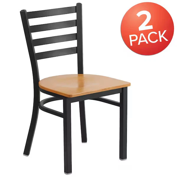 Flash Furniture Black Ladder Chair-Nat Seat,PK2 2-XU-DG694BLAD-NATW-GG Flash - Image 4 of 4