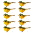 Set of 10 Mini Birds Feather Decorations with Two Legs for Garden and Home