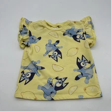 Bluey Blouse Youth Girls Size 5 Yellow Logo Aop ..#33741