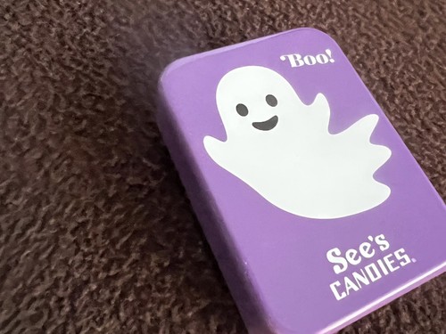 See's Candies Ghost Halloween Boo! Doubled Sided Lollipop Tin Empty Case NEW - Picture 8 of 24