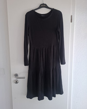 Janina Damen Strickkleid Schwarz Unifarben La...