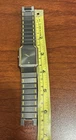 Vintage Mens Seiko Rectangular Slim Line Black W Gold Tone 7430-5470 Wrist Watch