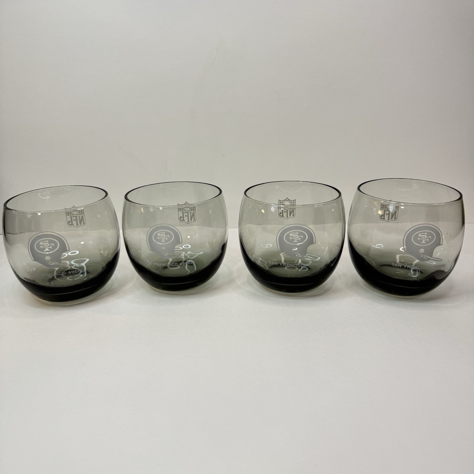 Vintage San Francisco 49ers NFL Smoked Tumbler/Rock Glass Lot Of 4 EUC