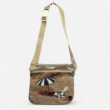 Rita's Handbags Beach Tapestry Denim Crossbody Purse USA Made Coastal 90s