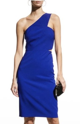 aidan mattox one shoulder midi dress NWT Aidan Mattox One Shoulder Crepe Midi Dress With Side Slit Size 16 -  Blue