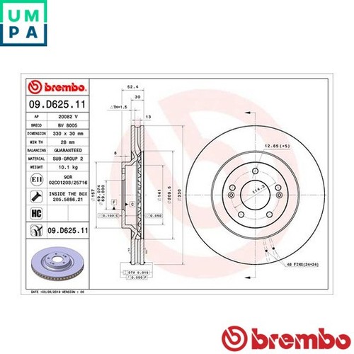 2x BRAKE DISC 09.D625.11 FOR HYUNDAI i30/FASTBACK G4KH 2.0L 4cyl i30 FASTBACK