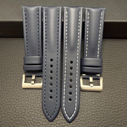 Correa de reloj de tela de vela azul blanco premium hebilla plateada 19 mm 20 mm 21 mm 22 mm - Imagen 1 de 10