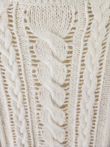 Juicy Couture Womens Small Cream Oversized Sweater Chunky Cable Knit Wool Soft - Picture 2 of 8