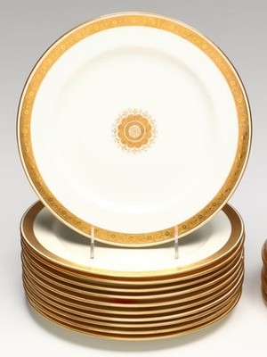 Minton Gilman Collamore Gold Encrusted Dinner Plate, 10 available, priced each