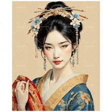 Elegant Geisha Paint by Numbers Kit for Adults - DIY Japanese Culture Paintin...