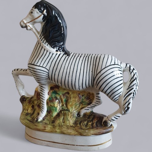 Pair of Antique Victorian Mid 19thC Staffordshire Flatback Zebras - Picture 3 of 24