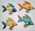 4 FISH SWIMMING 2D rustic Vintage Wooden WALL HANGING Decor see Pics Sweet Items
