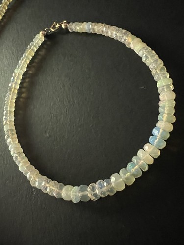 Ethiopian Opal 14K Yellow Gold Graduated 3-5MM Beaded Necklace & Bracelet Set. - Picture 2 of 10