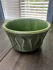 Vintage 1950's McCoy Green Round Floraline Pottery Planter Dish Loop Wave # 506