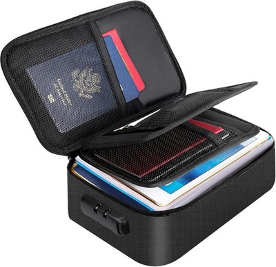 Fireproof Document Money Storage Bag Lock Case Cash Passport Organizer Box