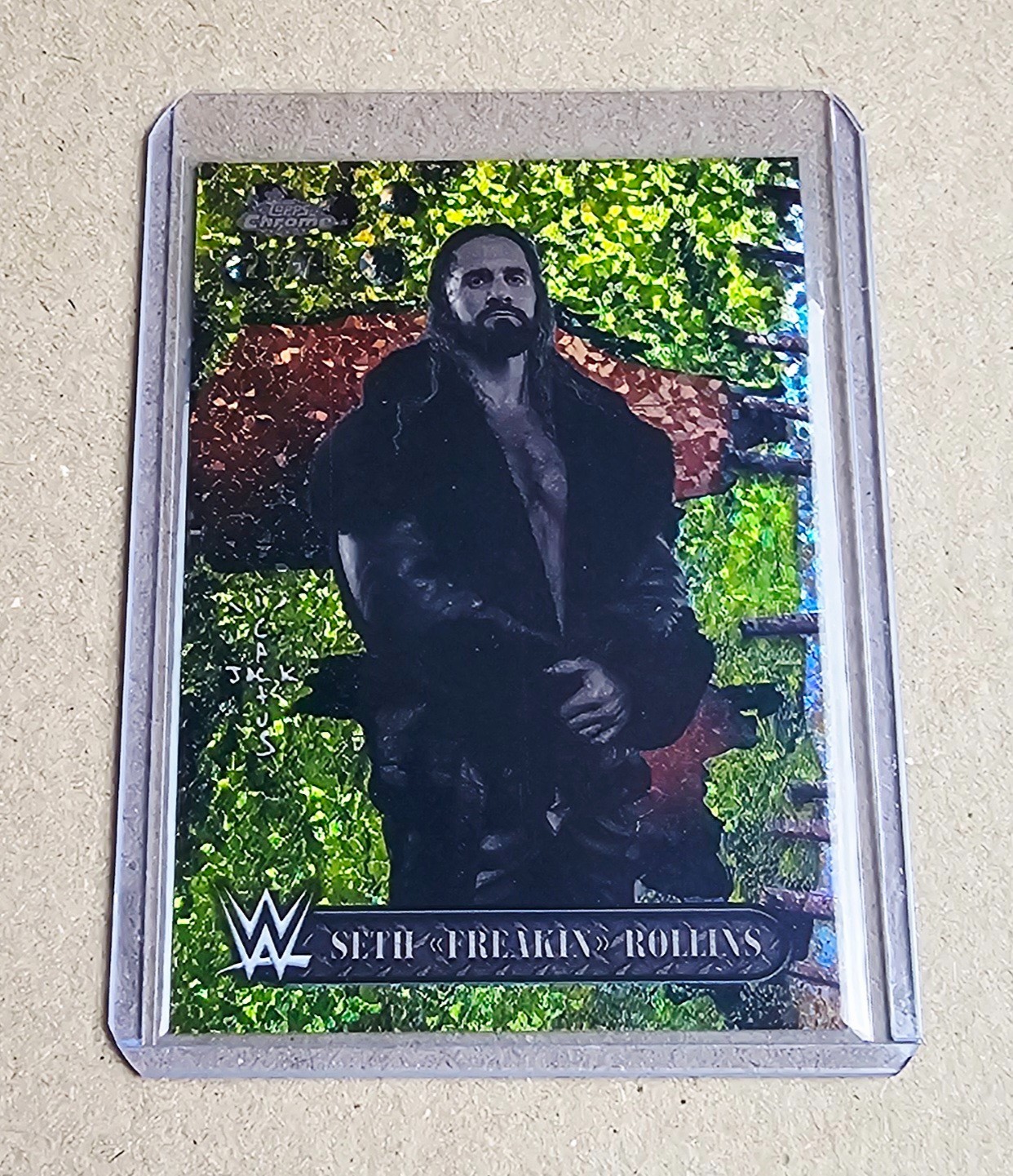 2025 TOPPS CHROME WWE CACTUS JACK SETH ROLLINS YELLOW DIAMONDS REFRACTOR #/75