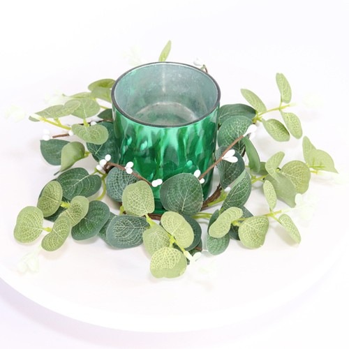 5 piezas coronas eucalipticas simuladas coronas verdes para imitación de puerta delantera - Imagen 6 de 12