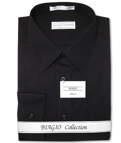 Biagio Mens 100% COTTON Solid BLACK Color Dress Shirt sz 15.5 34/35 - Picture 1 of 4