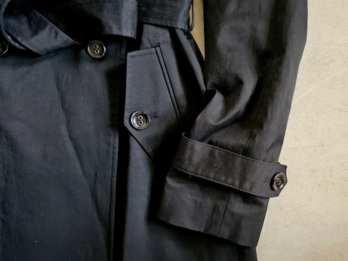 REISS Trench Coat Mac Womens XS Belted Double Breasted Black Satin - Worn Once - Picture 8 of 12