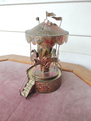 Vintage Copper Metal Music Carousel Horses "Let Me Call You Sweetheart” Working - Picture 6 of 8