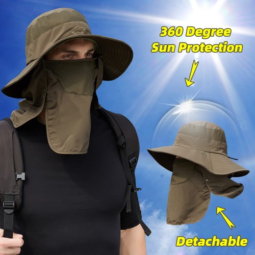 Fishing Hat for Men Sun Protection Hat with Removable Mesh Face Neck Flap Cov... - Picture 4 of 7