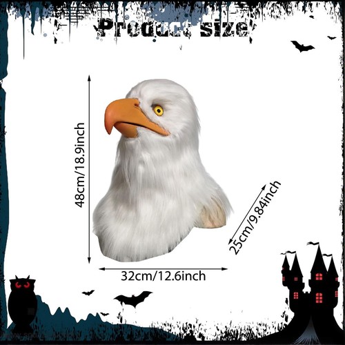 Animal Bird Mask Cosplay Costume Bald Eagle Head Mask for Masquerade Pub - Picture 4 of 7
