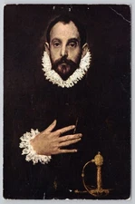 Vintage El Greco Portrait Postcard Museo Del Prado Madrid 1960