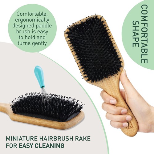 Natural Boar Bristle Hair Brush for Women, Men, Kids; Dry and Wet Detangling ... - Picture 5 of 8