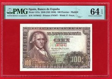 100 Pesetas, 1948, No Serial Number, PMG 64 EPQ Certificate,  SPAIN