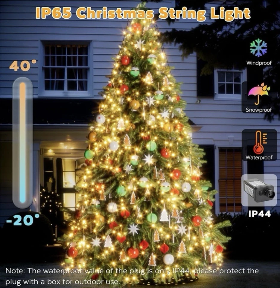 Cadena de luces LED 400 8,2 pies x 16, luces centelleantes en cascada (blanco cálido) Foto 3 de 4