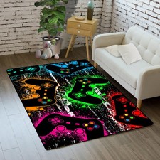 Gamer Area Rug for Dining Room Kids Room Green Hand Drawn Gamepad Teens Rugs ...
