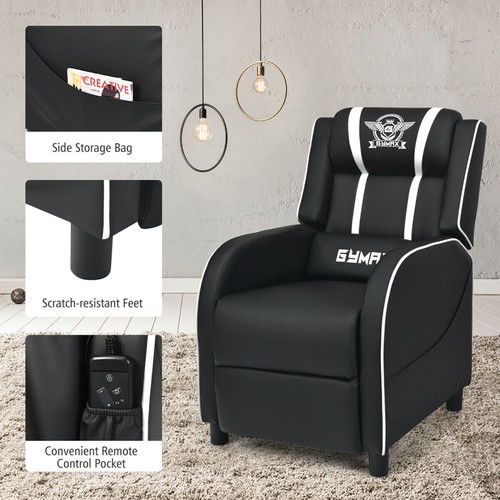 Massage Gaming Recliner Chair Racing Single Lounge Sofa Home Theater Seat White - Picture 10 of 10